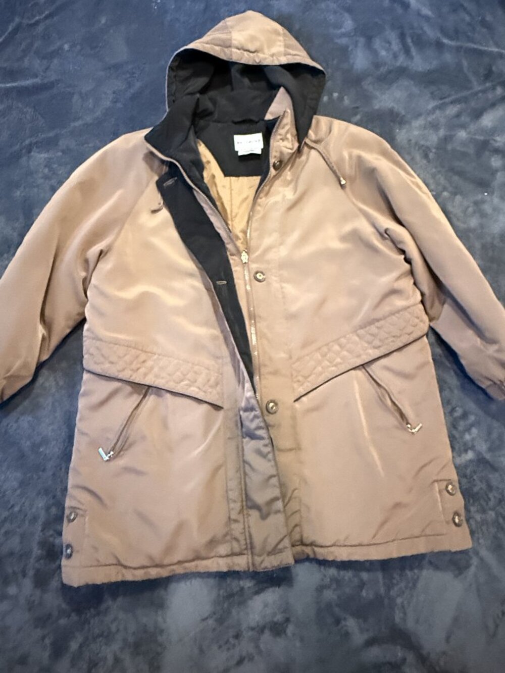 White Stag Hooded Winter Parka Coat Taupe Plus 1X 16W Quilted Warm Commute Casua